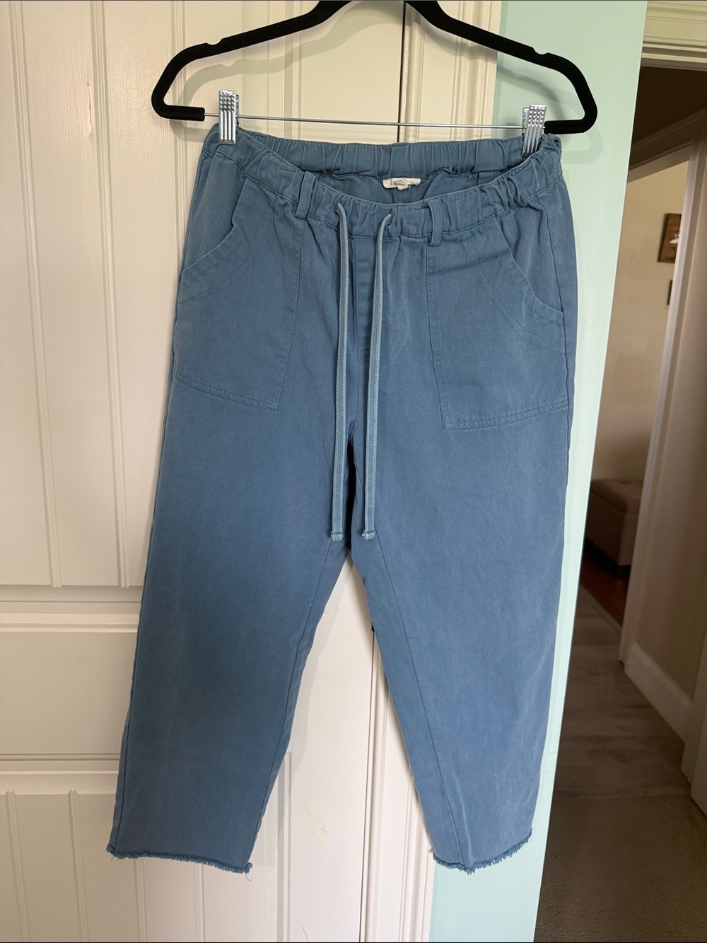 JODIFL Cropped Drawstring Pants in Dusty Blue